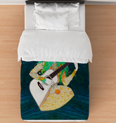 Close-up of the Lotus Love Duvet Cover's intricate lotus pattern and soft, luxurious fabric.